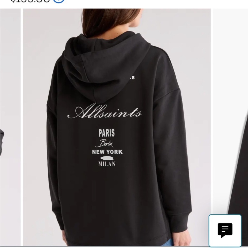 All Saints Vita Black Graphic Hoodie - L - Like New